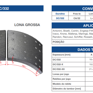 FIBRA FRENO CARRETA 8 CUNHA 16F
